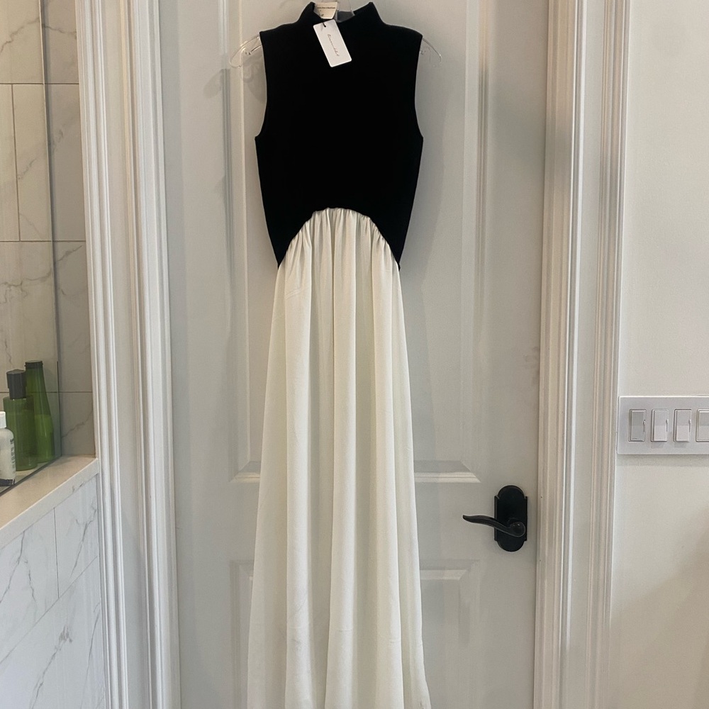 Line & Dot Black and White Maxi Dress